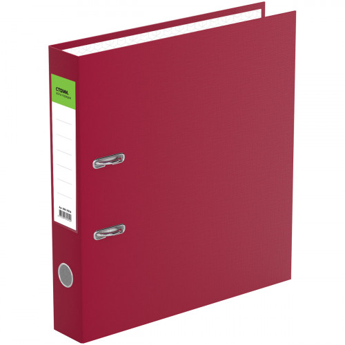 Папка-регистратор СТАММ Стандарт, 50мм, бумвинил, с карманом на корешке, бордовая