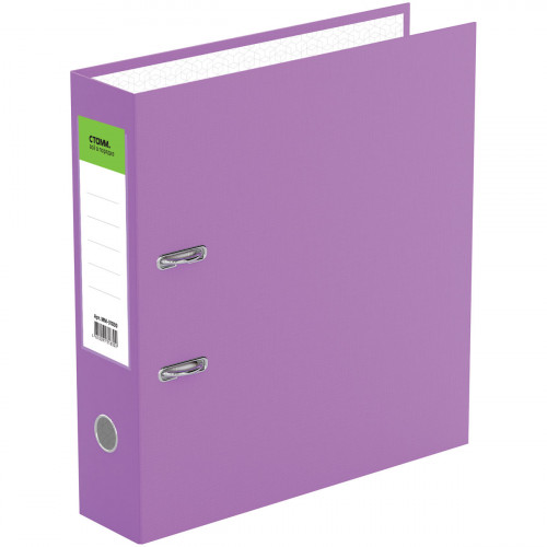 Папка-регистратор СТАММ Стандарт, 70мм, бумвинил, с карманом на корешке, сиреневая