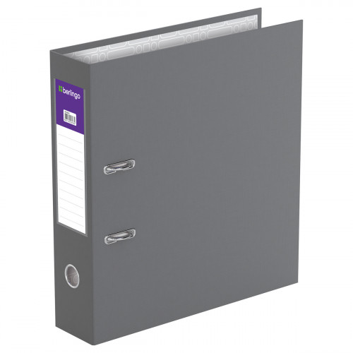 Папка-регистратор Berlingo Standard, 70мм, бумвинил, с карманом на корешке, серая