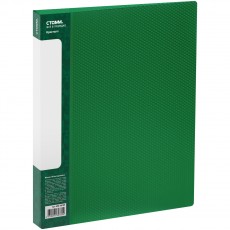 Папка с 80 вкладышами СТАММ Кристалл А4, 30мм, 800мкм, пластик, зеленая