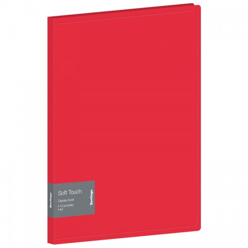 Папка с 10 вкладышами Berlingo Soft Touch, 17мм, 700мкм, красная, с внутр. карманом