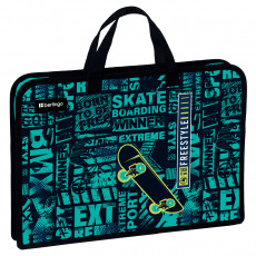 Папка с ручками 1 отделение, А4 Berlingo Skateboarding, 340*245*40мм, пластик, на молнии