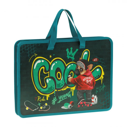 Папка с ручками А4 ArtSpace Cool, пластик, на молнии, 45мм