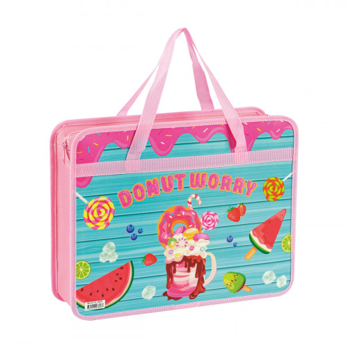 Папка с ручками А4 ArtSpace Donut worry, пластик, на молнии, 80мм