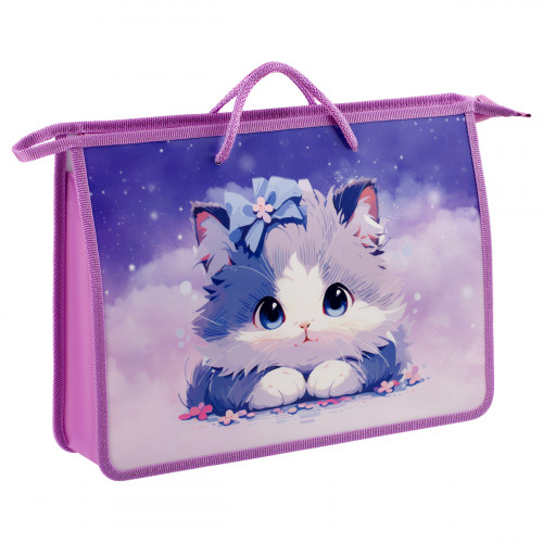 Папка с ручками А4 ArtSpace Fluffy, пластик, на молнии, 75мм