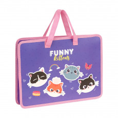Папка с ручками А4 ArtSpace Funny Kittens, пластик, на молнии, 45мм