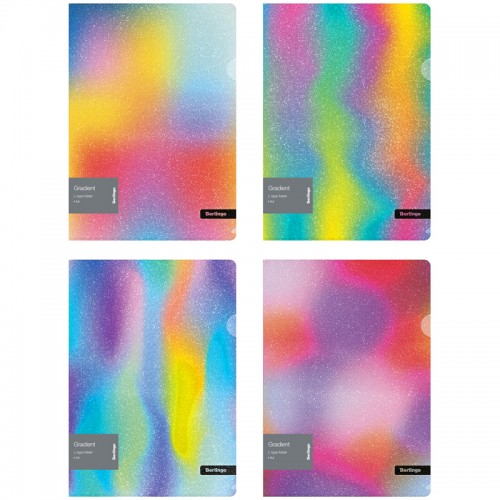 Папка-уголок Berlingo Gradient, 200мкм, с рисунком, с эффектом блесток, ассорти