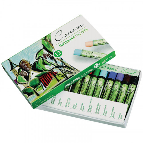 Пастель масляная Сонет, 12 цветов, картон. упаковка
