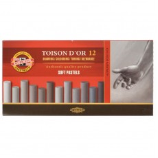 Пастель художественная Koh-I-Noor Toison D`or Soft 8592 Grey line, 12 цветов, картон. упаковка