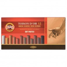 Пастель художественная Koh-I-Noor Toison D`or Soft 8592 Brown line, 12 цветов, картон. упаковка
