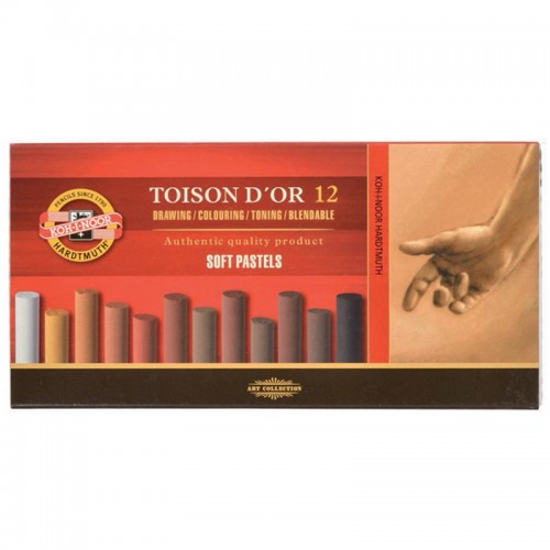 Пастель художественная Koh-I-Noor Toison D`or Soft 8592 Brown line, 12 цветов, картон. упаковка
