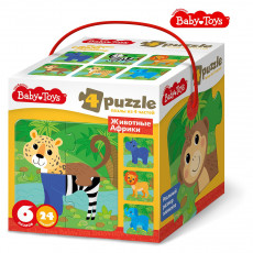 Пазлы MAXI Baby Toys Собери свою зверюшку. Животные Африки, 24 элемента - 6 картинок по 4 пазла Пазлы MAXI Baby Toys Собери свою зверюшку. Животные Африки, 24 элемента - 6 картинок по 4 пазла
