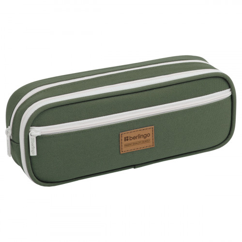Пенал мягкий 2 отделения, 1 карман, 220*80*50 Berlingo Classic military, полиэстер, внутренний органайзер