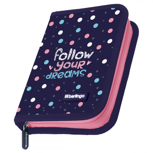 Пенал 1 отделение, 200*140*40 Berlingo Colored dots, дополнительная откидная секция, полиэстер