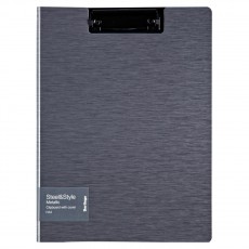 Папка-планшет с зажимом Berlingo Steel&Style А4, пластик (полифом), серебристый металлик