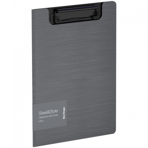 Папка-планшет с зажимом Berlingo Steel&Style А5+, 1800мкм, пластик (полифом), серебристый металлик