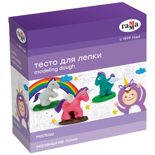 Тесто для лепки Гамма Малыш. Маленькие пони, 04 цвета, 240г, набор с аксессуарами
