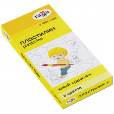 Пластилин Гамма Юный художник NEW, 06 цветов, 84г, со стеком, картон. упаковка