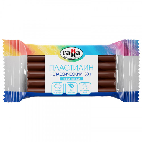 Пластилин Гамма Классический, коричневый, 50г