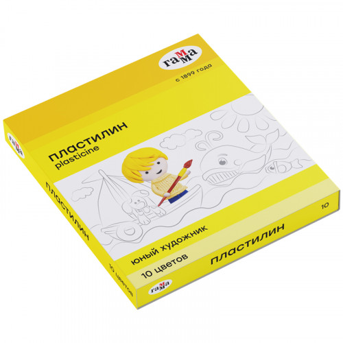 Пластилин Гамма Юный художник NEW, 10 цветов, 140г, со стеком, картон. упаковка