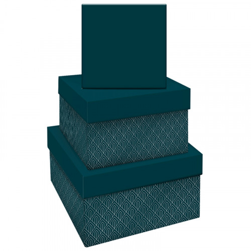 Набор квадратных коробок 3в1, MESHU Emerald style. Base, (19,5*19,5*11-15,5*15,5*9см)