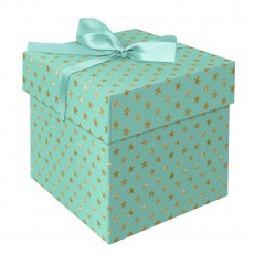 Коробка складная подарочная MESHU Stars, (15*15*15см), с лентой, отд. блестками
