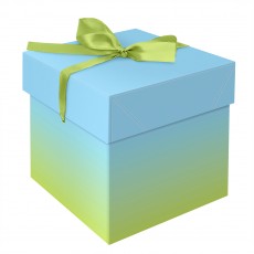 Коробка складная подарочная MESHU Duotone. Blue-Green gradient, (15*15*15см), с лентой