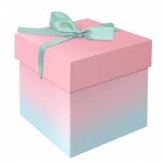 Коробка складная подарочная MESHU Duotone. Mint-Pink gradient, (15*15*15см), с лентой