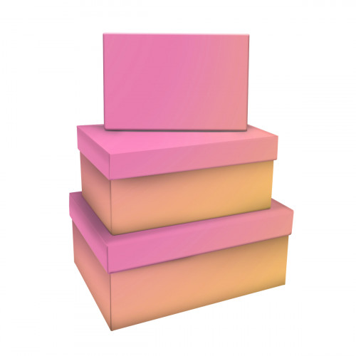 Набор прямоугольных коробок 3в1, MESHU Yellow-pink gradient, (19*12*7,5-15*10*5см)