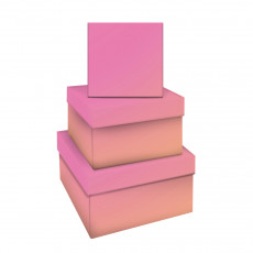 Набор квадратных коробок 3в1, MESHU Yellow-pink gradient, (19,5*19,5*11-15,5*15,5*9см)