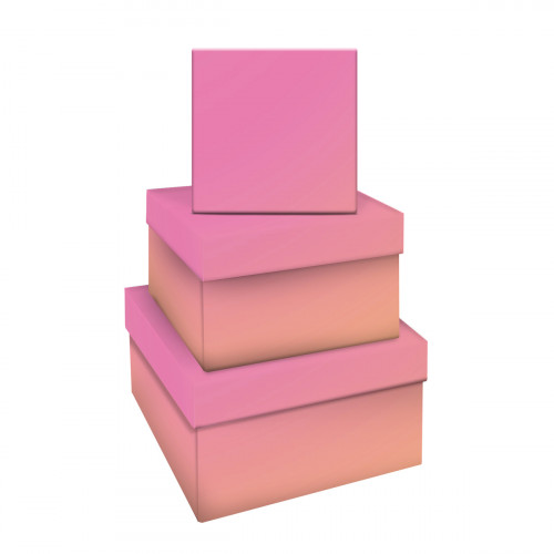 Набор квадратных коробок 3в1, MESHU Yellow-pink gradient, (19,5*19,5*11-15,5*15,5*9см)