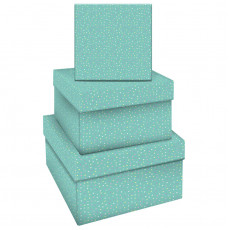 Набор квадратных коробок 3в1, MESHU Turquoise style, (19,5*19,5*11-15,5*15,5*9см)