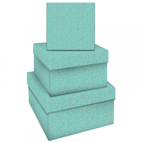 Набор квадратных коробок 3в1, MESHU Turquoise style, (19,5*19,5*11-15,5*15,5*9см)