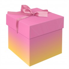 Коробка складная подарочная MESHU Duotone. Pink-Orange gradient, (15*15*15см), с лентой