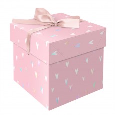 Коробка складная подарочная MESHU Hearts, (15*15*15см), с лентой, отд.фольгой