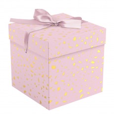 Коробка складная подарочная MESHU Pink terrazzo, (15*15*15см), с лентой, отд фольгой