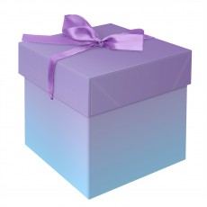 Коробка складная подарочная MESHU Duotone. Blue-Lilac gradient, (15*15*15см), с лентой