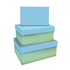 Набор прямоугольных коробок 3в1, MESHU Green-blue gradient, (19*12*7,5-15*10*5см)