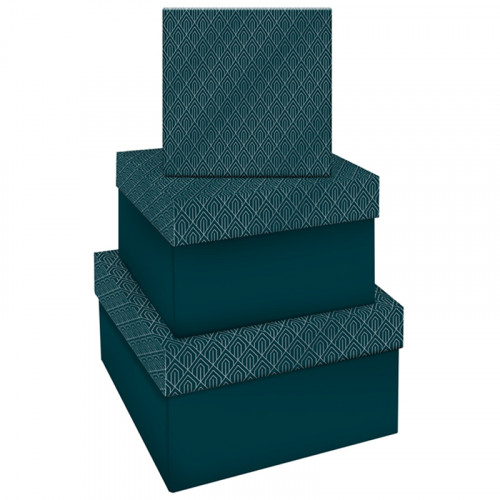Набор квадратных коробок 3в1, MESHU Emerald style. Top, (19,5*19,5*11-15,5*15,5*9см)