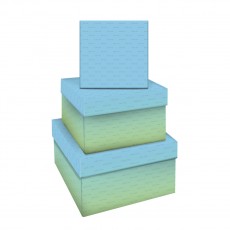 Набор квадратных коробок 3в1, MESHU Green-blue gradient, (19,5*19,5*11-15,5*15,5*9см)