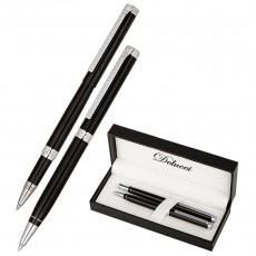 Набор Delucci Classico: ручка шарик., 1мм и ручка-роллер, 0,6мм, синие, корпус черный, подарочная упаковка