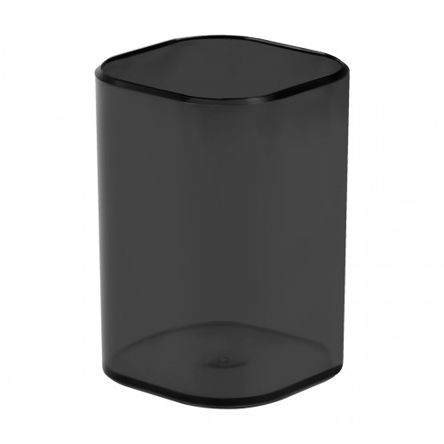 Подставка-стакан СТАММ Фаворит, пластиковая, квадратная, тонированная черная