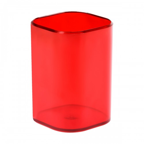 Подставка-стакан СТАММ Фаворит, пластиковая, квадратная, тонированная красная