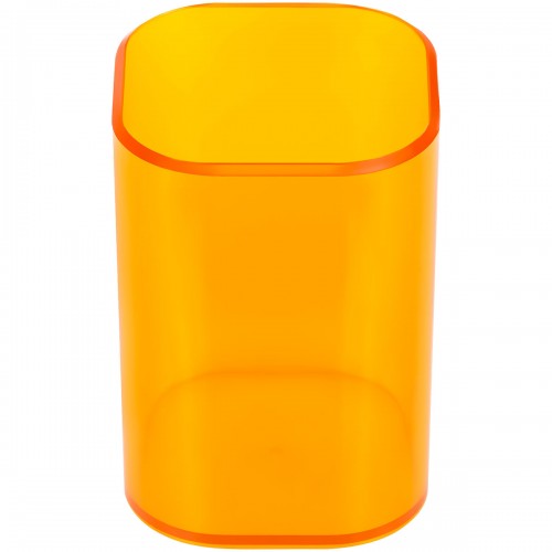 Подставка-стакан СТАММ Фаворит, пластиковая, квадратная, тонированная оранжевая