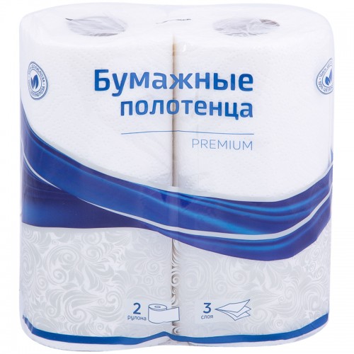 Полотенца бумажные в рулонах OfficeClean Premium, 3-слойные, 11м/рул., тиснение, белые, 2шт.