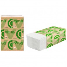 Полотенца бумажные лист. Focus Eco (V-сл) 1-слойные, 250л/пач., 23*20,5см, белые