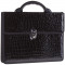 Портфель OfficeSpace Milan, лак анаконда, кожзам, черный, 2 отделения, метал. замок