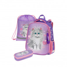 Ранец Berlingo Expert Box Royal kitty 38*29*16см, 2 отделения, 2 кармана, анатомическая спинка, пенал и мешок для обуви в комплекте