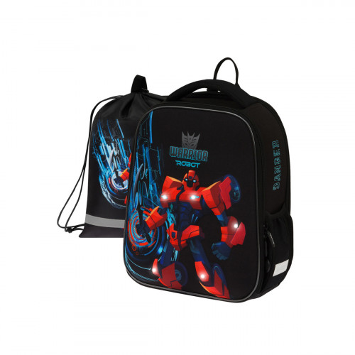 Ранец Berlingo Expert Mini Warrior Robot 36*27*14см, 2 отделения, 2 кармана, анатомическая спинка, мешок для обуви