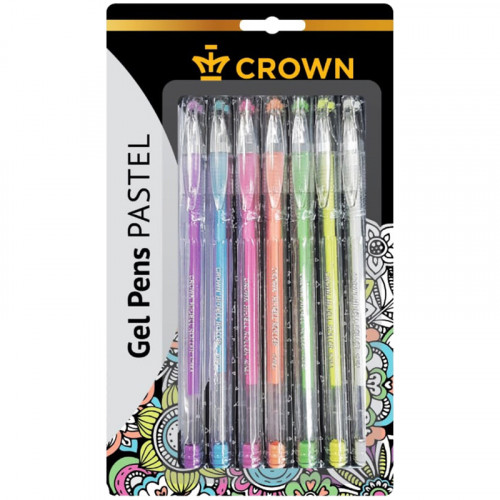 Набор гелевых ручек Crown Hi-Jell Pastel 07цв., 0,8мм, блистер